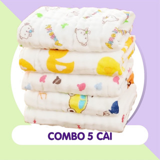 Set 5 khăn sữa sợi tre nhăn dầy 6 lớp