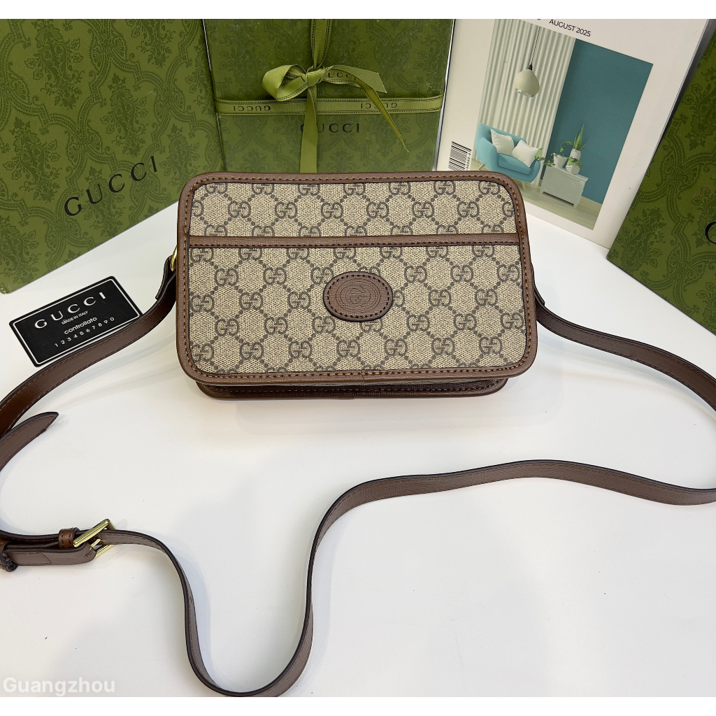Túi hộp đeo chéo Gucci 1 khóa họa tiết monogram tag da 22.5x14x7cm fullbox bill thẻ LA on web