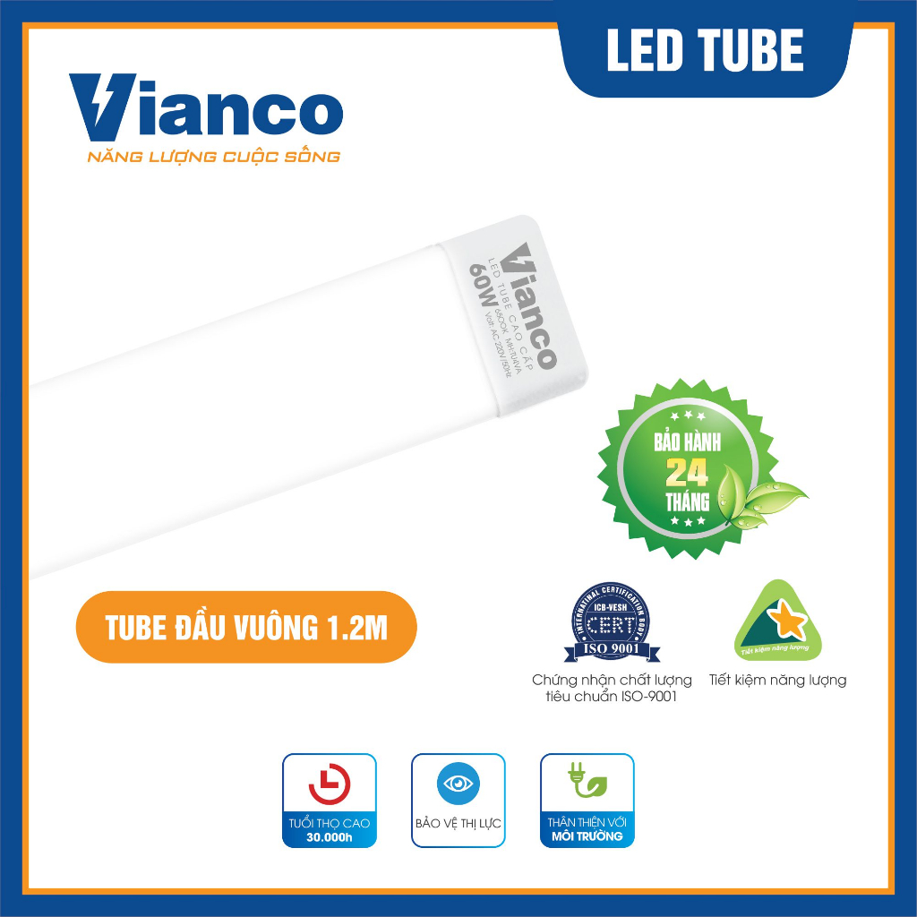 Đèn Led Tube Đầu Vuông 60W Vianco - TU4VA