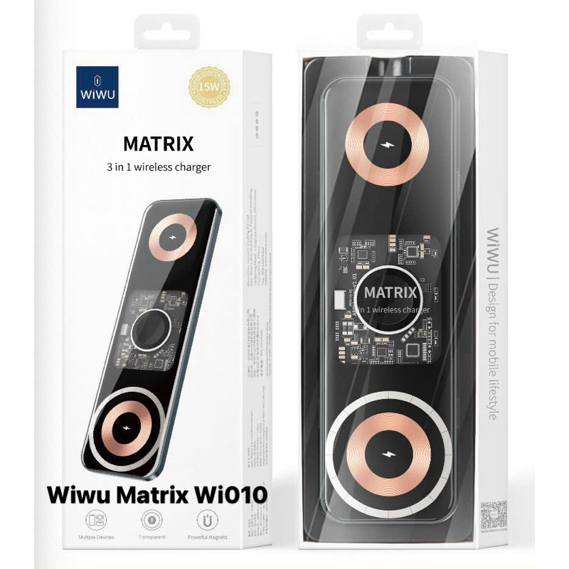 Đế xạc nhanh ko dây WIwu matrix WI010 3 in1 cho IPhone, Samsung, Xaomi, Oppo