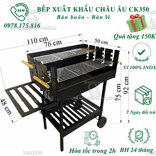 Bếp nướng than hoa ngoài trời z17 niềm tin của bạn ck-350, thép chịu nhiệt tôt, có xe đẩy