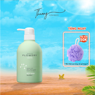 Sữa tắm nước hoa muối biển - Sữa tắm Flowery trắng da chai 500ml, THUONG