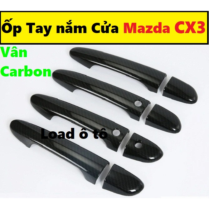 Ốp Tay Nắm Cửa Carbon Xe Mazda CX3 2023-2022 Mẫu Vân Carbon Cao Cấp, Sẵn Keo Dán 3M