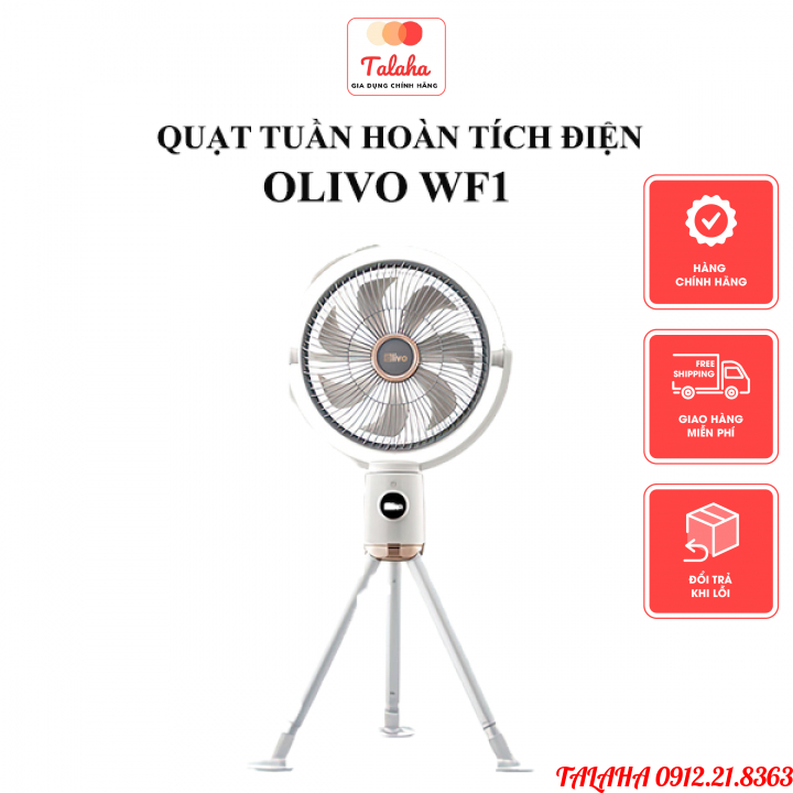 Quạt Tuần Hoàn Không Khí – Quạt Không Dây OLIVO WF1 – Chạy Êm, Sạc Nhanh 2.5 Giờ, Hoạt Động Bền Bỉ 48h – Gấp Gọn Dễ Dàng