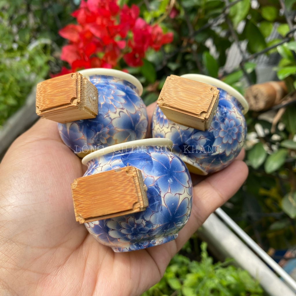 Cóng bách hoa chào mào mẫu hot nhất 2023, màu xanh coban 4 dáng - phụ kiện lồng chim Duy Khang