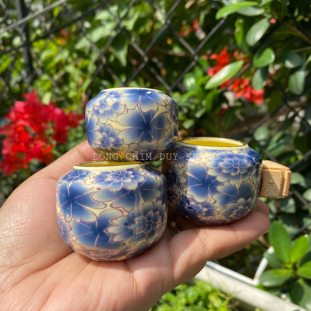 Cóng bách hoa chào mào mẫu hot nhất 2023, màu xanh coban 4 dáng - phụ kiện lồng chim Duy Khang