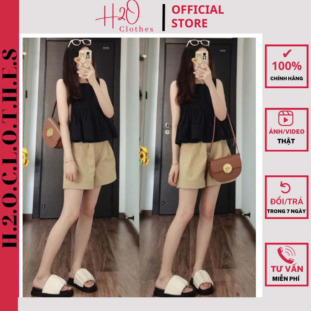 Set đồ nữ - Bộ đồ nữ Áo babydoll xếp ly + quần kaki chất trượt hàn mịn không nhăn cực sành điệu cho các nàng H2o Clothes