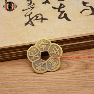Đồng Xu Hoa Mai tiền đồng cổ điển khẩn tài lộc chiêu tài cầu lộc trường thọ, phú quý, ngũ phúc, ý nghĩa cát tường