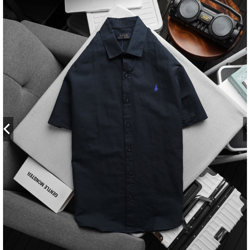 Áo sơ mi tay ngắn nam xuất xịn form suông , áo sơ mi linen nam bigsize 100kg - IVAN BIG SIZE