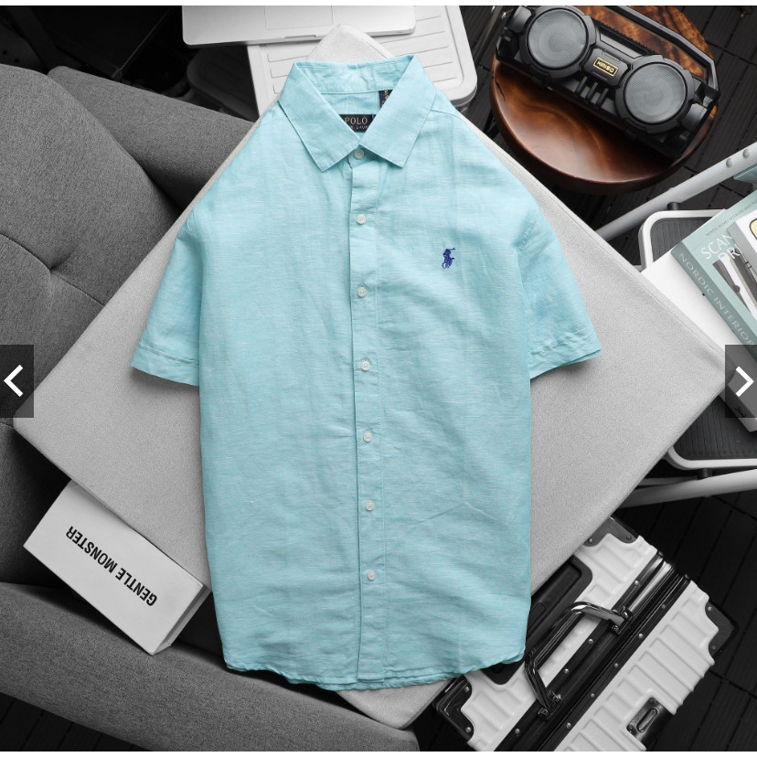 Áo sơ mi tay ngắn nam xuất xịn form suông , áo sơ mi linen nam bigsize 100kg - IVAN BIG SIZE