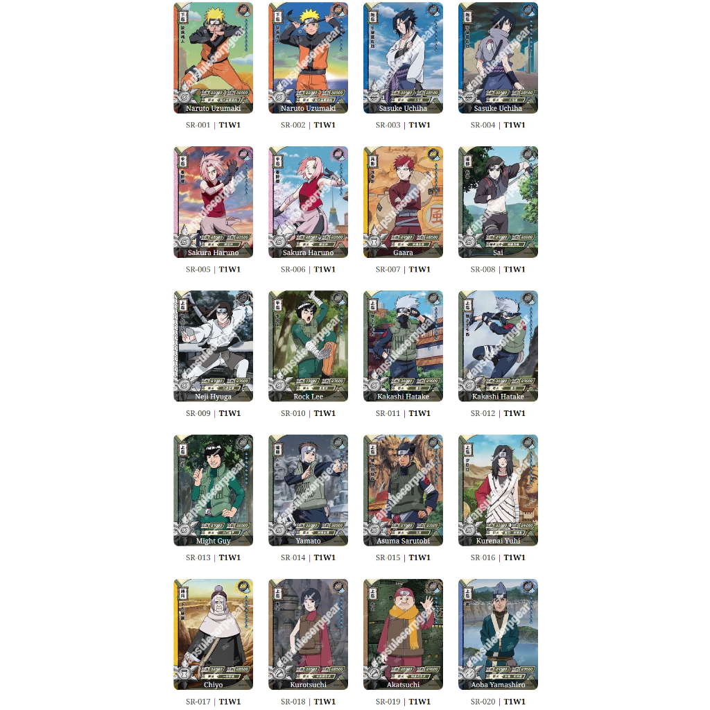 Thẻ Naruto SR (001 - 040) giá hạt dẻ