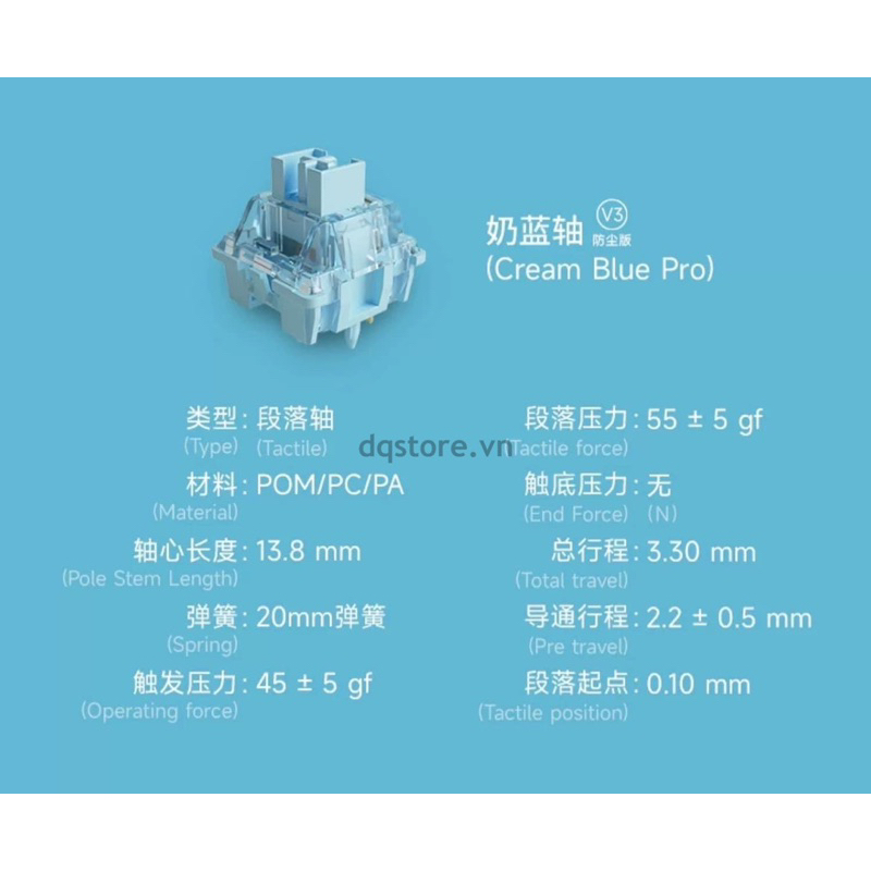 SẴN -  Công Tắc Bàn Phím Cơ AKKO | AKKO Switch Cream Yellow Pro & Blue Pro