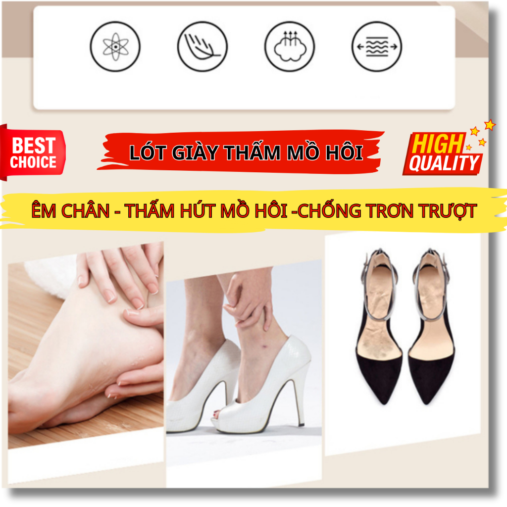Lót giày thấm hút mồ hôi dành cho giày . Đệm dán giày êm chân giảm đau thấm hút mồ hôi