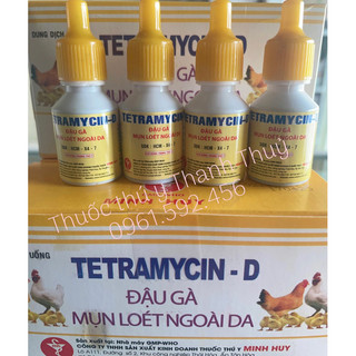 Tetramycin- 10 lọ 10ml chữa đậu gà, đậu chim, mụn lở l.oét ngoài da