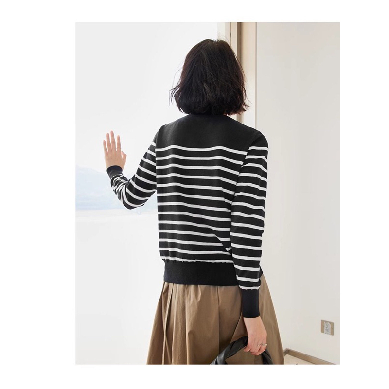 Áo thun nữ kẻ sọc đỏ phong cách Pháp đơn giản thanh lịch