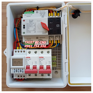 Tủ điện ATS - Cầu dao đảo 100A 220V - Át 2P 63A LiOA - Time NKG5 đảo 2 nguồn điện 7 - 30 ngày