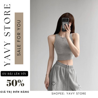 Áo croptop, Áo ba lỗ nữ sát nách YAVY vải bozip tăm hàn cotton ôm body, gân mềm mát AO002