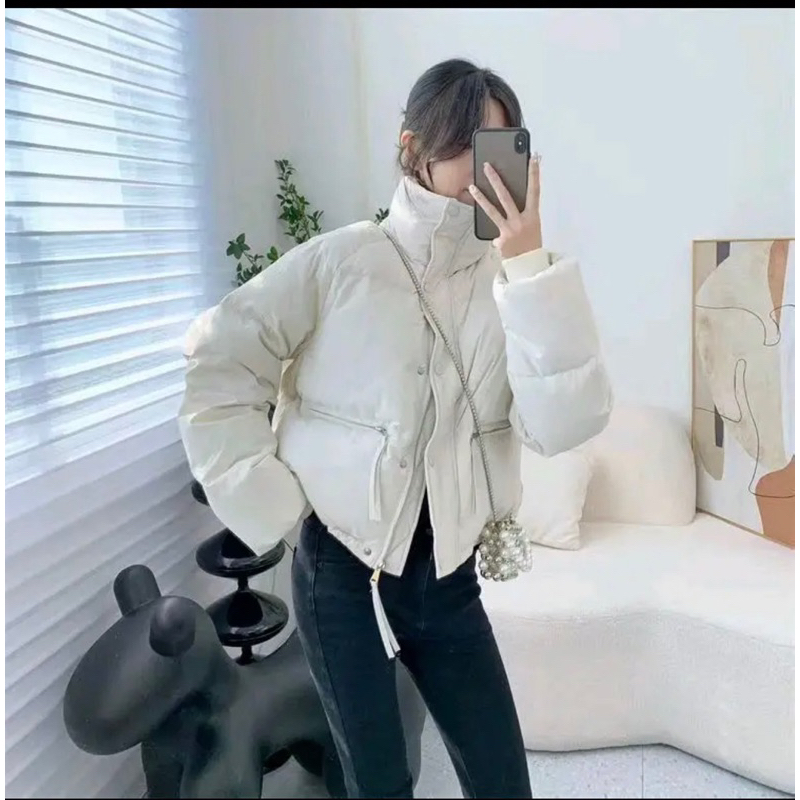 Áo phao béo túi ngang