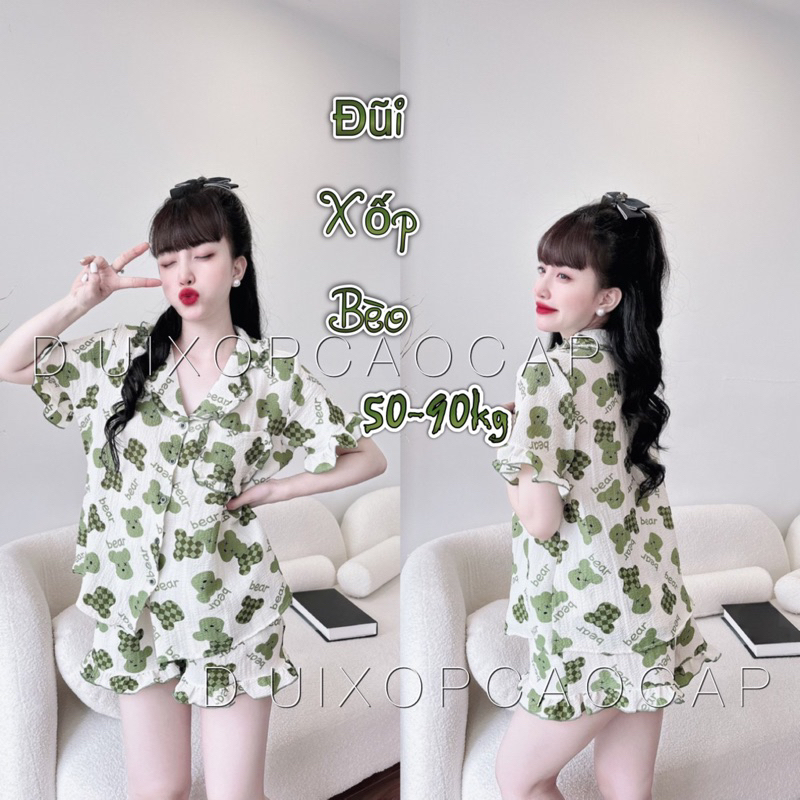 Đồ bộ Đũi xốp bèo 50-90kg bigsize mềm mịn