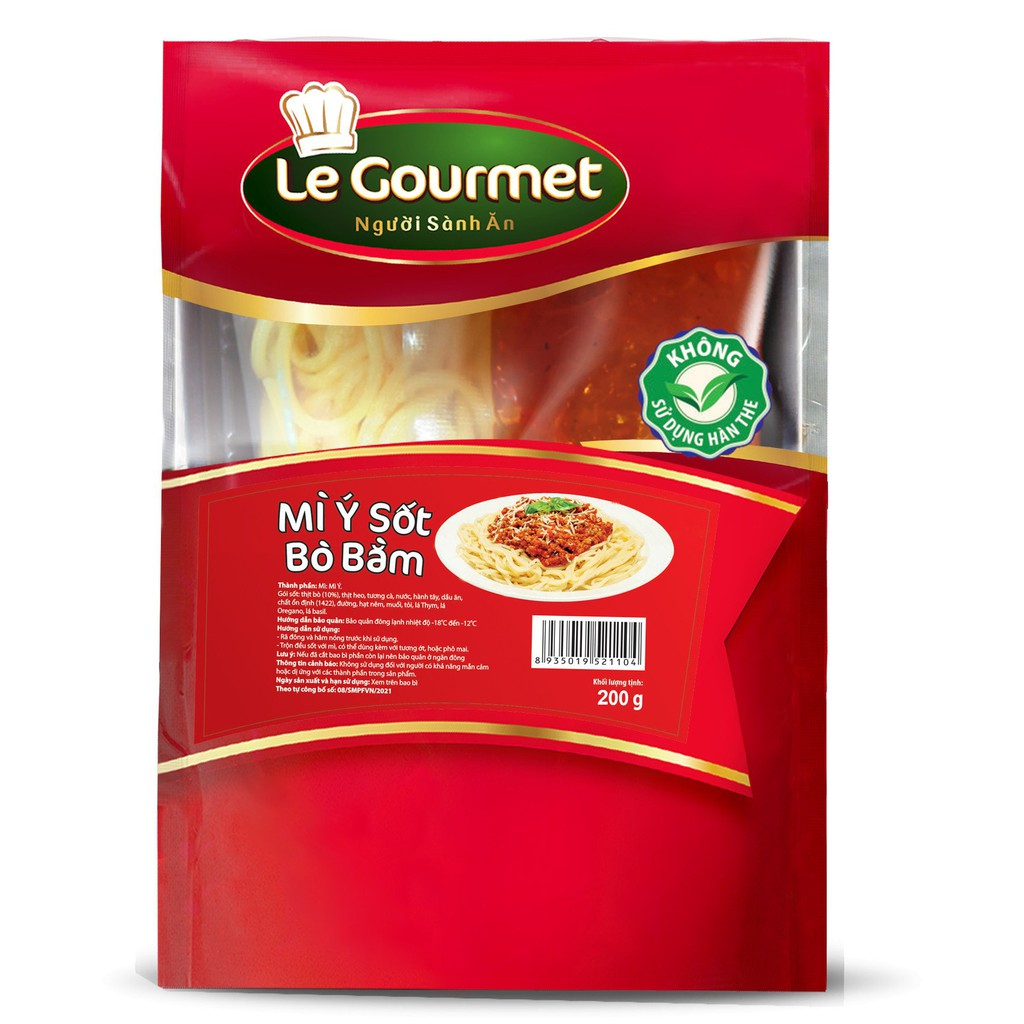 Mì ý sốt bò bằm Le Gourmet 200g. mì spaghetti, mì ăn liền chuẩn vị âu