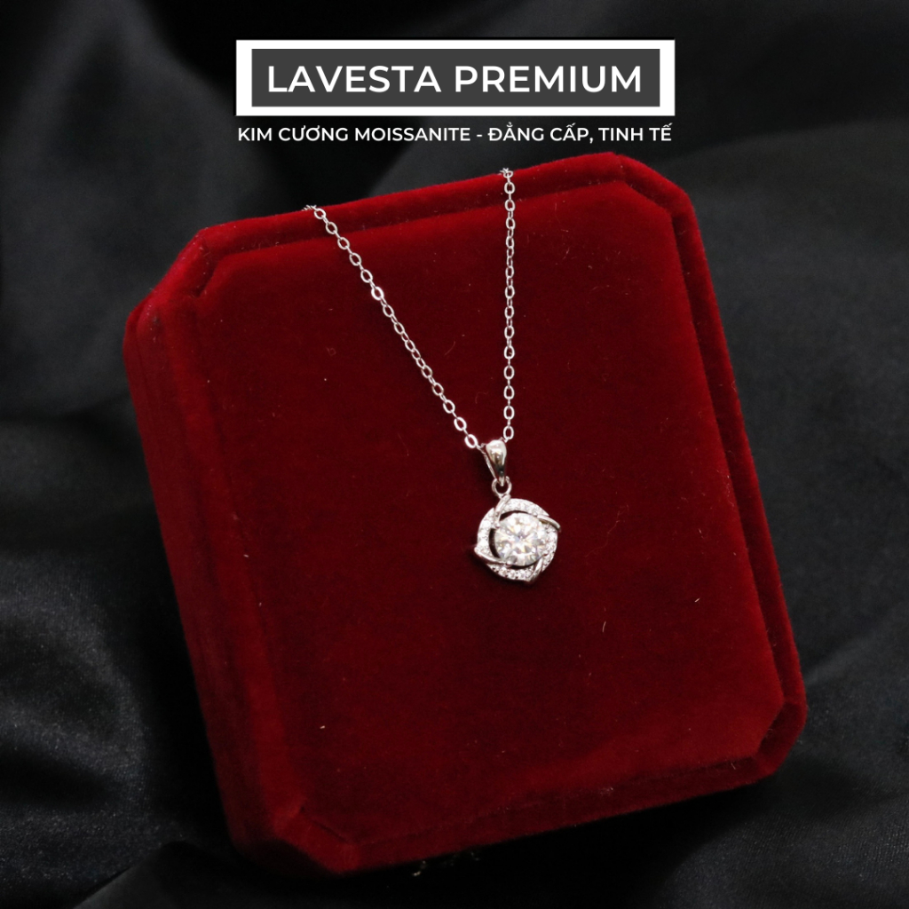 Dây chuyền nữ kim cương Moissanite 6,5 ly LAVESTA KC72 kiểm định GRA, bạc xi bạch kim Eternity Love tình yêu vĩnh cửu