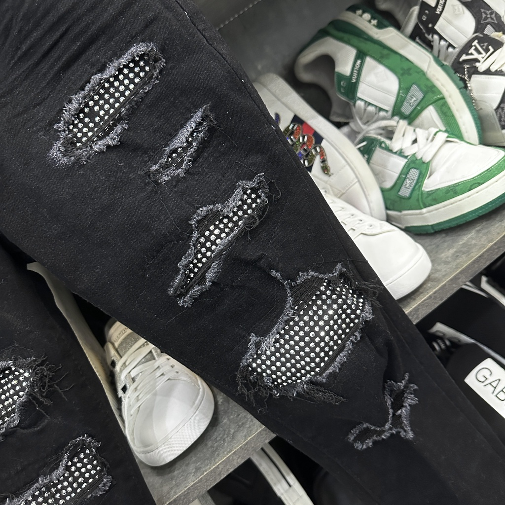 Quần Vladak Đính Đá Đen Quần Jean Skinny Vladak Phối Đá Ánh Kim Hàng Quảng Châu Cao Cấp