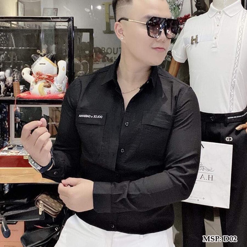 Áo sơ mi thêu túi chất vải đũi cao cấp không nhăn . form áo slim