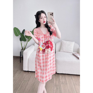 Đầm lụa phối ren hoạ tiết siêu xinh xắn