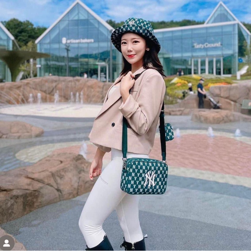 Túi MLB monogram xanh rêu CAM KẾT CHÍNH HÃNG