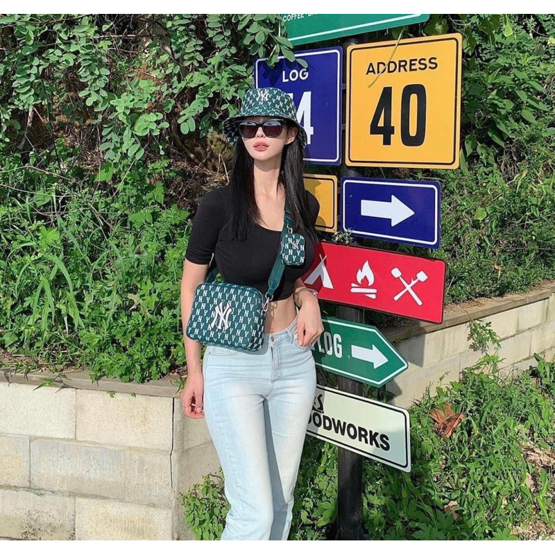 Túi MLB monogram xanh rêu CAM KẾT CHÍNH HÃNG