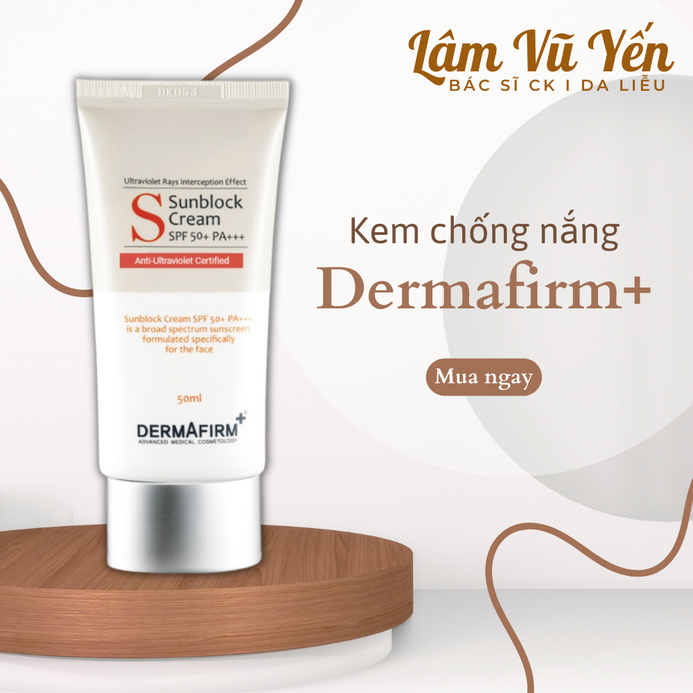 HÀNG NHẬP KHẨU - Kem Chống Nắng Dermafirm Sun Block Cream SPF50+PA+ Y Khoa Không Nhờn Rít - Dr.Lâm Vũ Yến