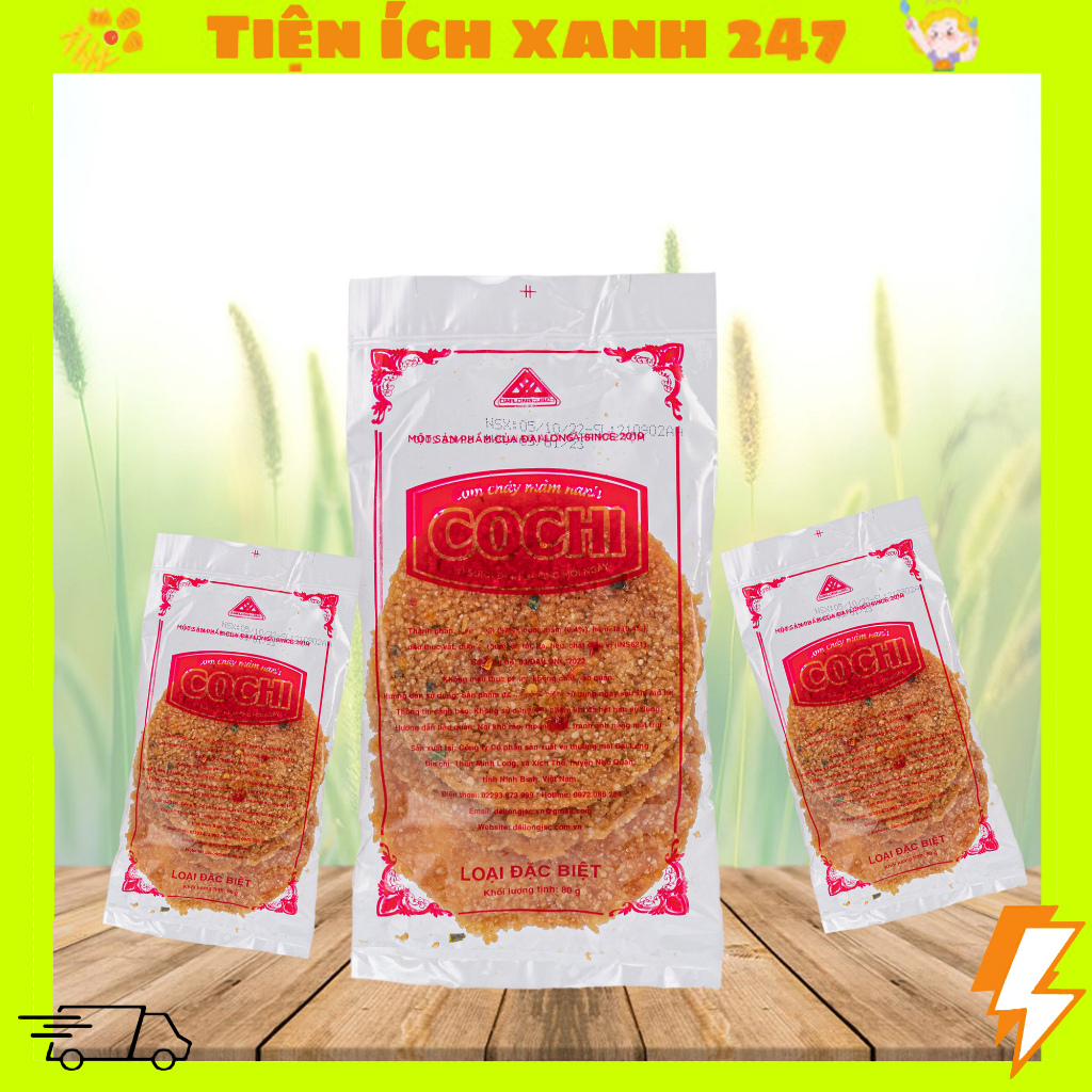 Cơm cháy chiên mắm đặc sản Ninh Bình, Cơm cháy mắm hành Cochi (1 gói 3 miếng to) 80g