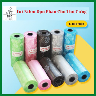 Cuộn rác túi nilon dọn phân cho thú cưng chó mèo 15 bao/cuộn - bibopetcare