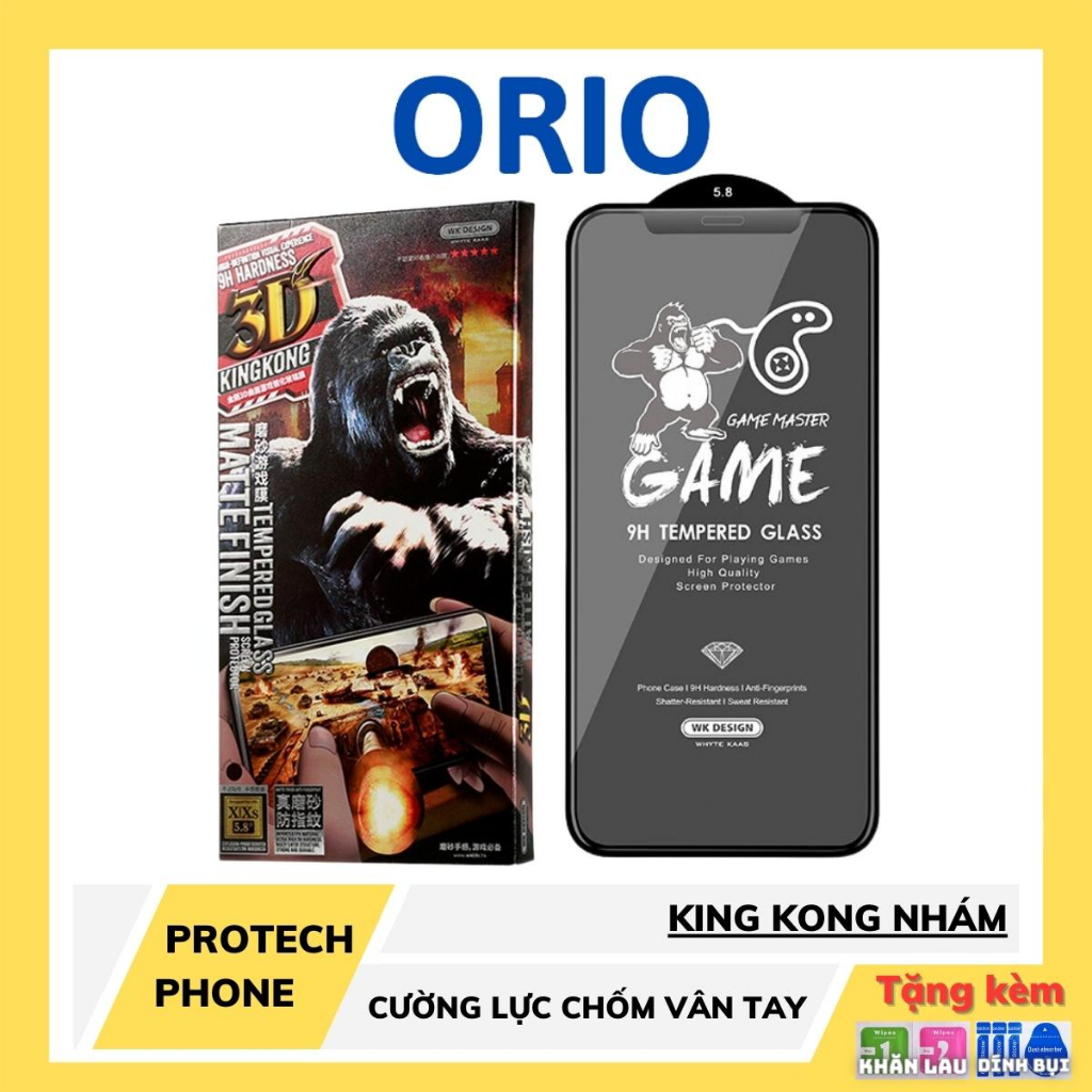 Kính cường lực iphone chống vân tay kingkong 6/6s/6plus/6splus/7/8/7plus/8plus/x/xs/xsmax/11/12/13/14/pro/promax - ORIO