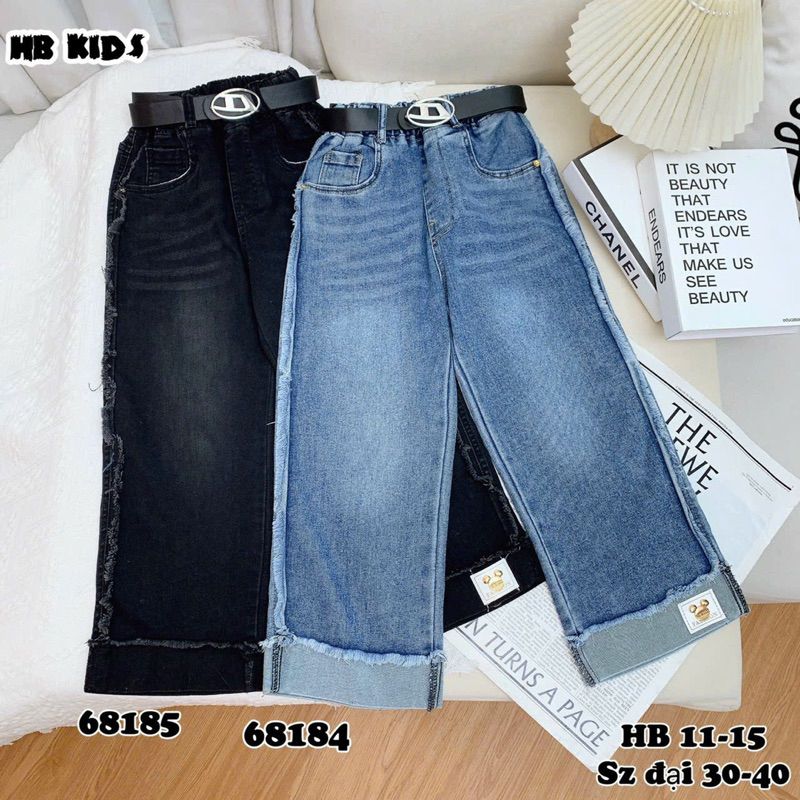 Quần bò xuông KÈM DÂY LƯNG xịn xò size đại cho bé gái