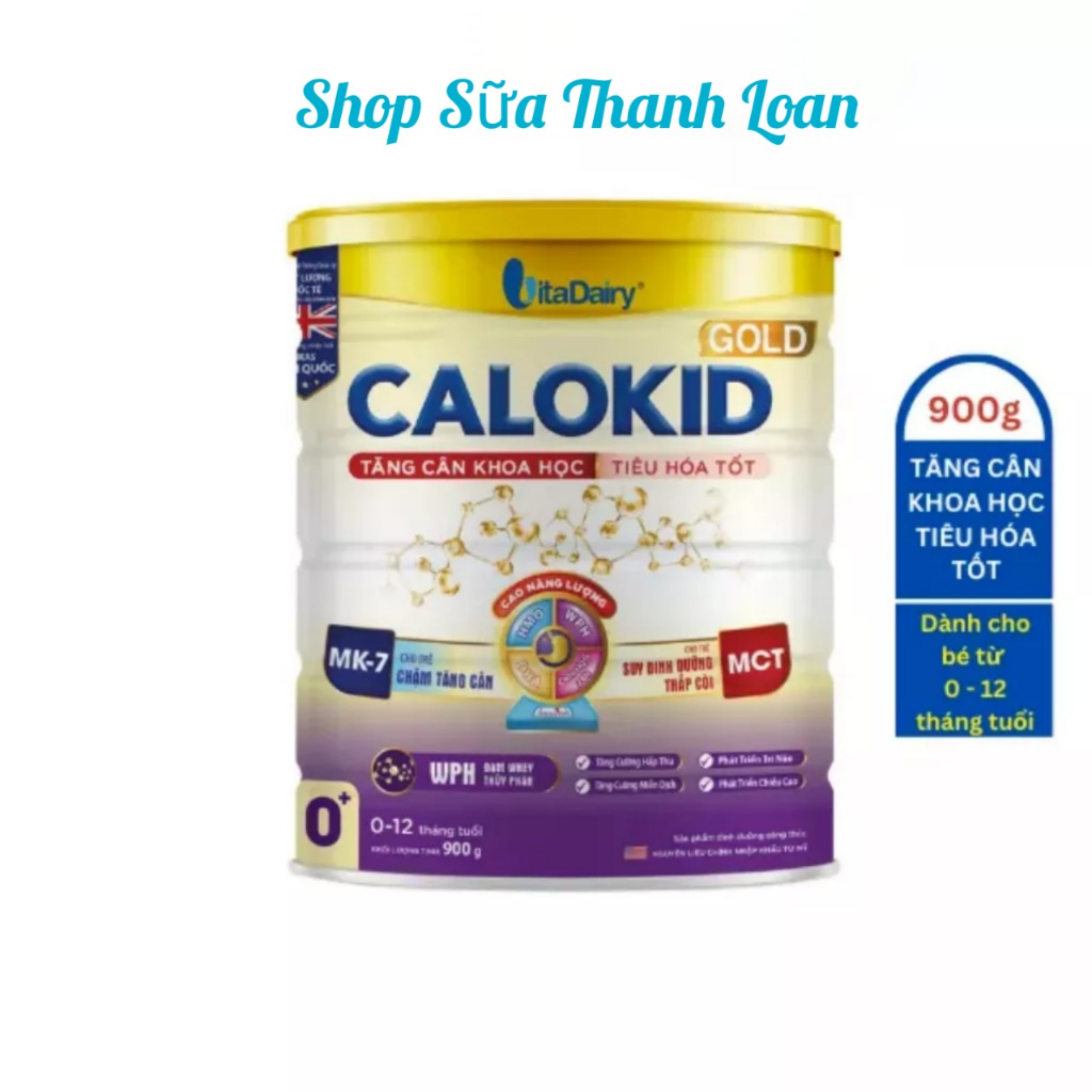 (HSD T3-2028) (Quét Mã QR Tích Xu) Sữa Bột Vitadairy Calokid Gold 0+ 900g.