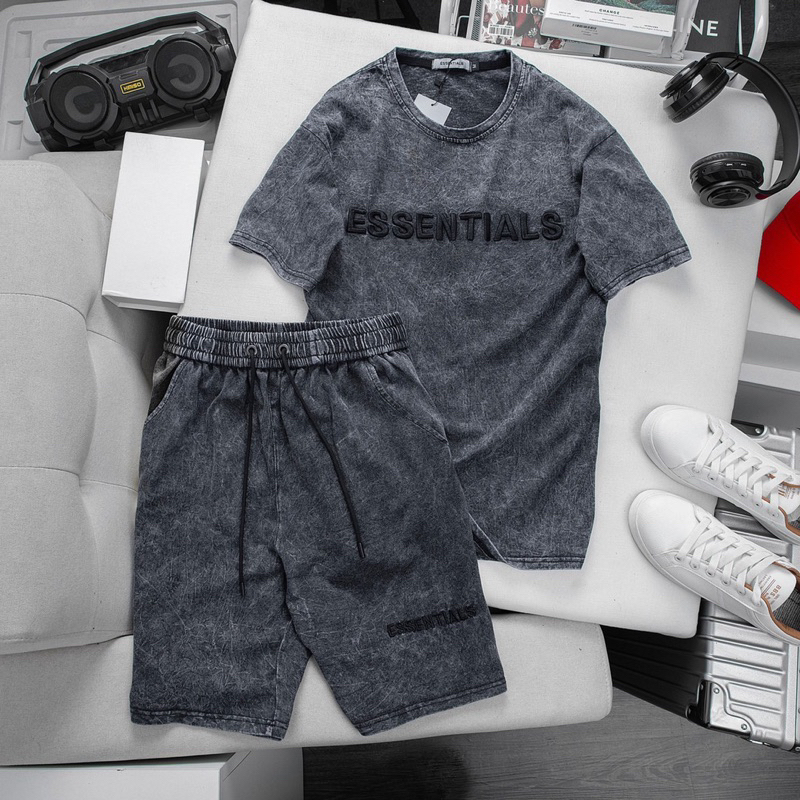 Set bộ cotton 2c loang nam ESS From Rộng  dày dặn, thoáng mát