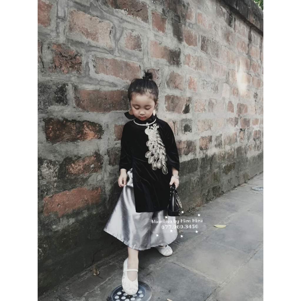 Aó Dài Nhung Đính Công Cho Mẹ Và Cho Bé Sản Xuất Trực Tiếp MOONLISA