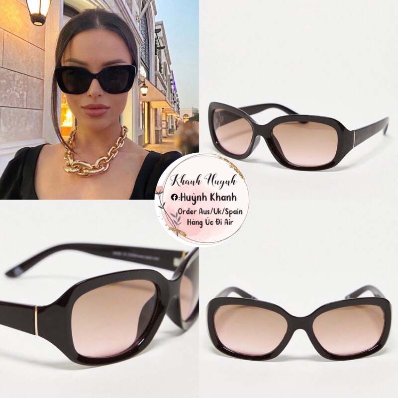 Kính mid square wrap sunglasses Asos Auth Uk (Kèm Hình Thật)