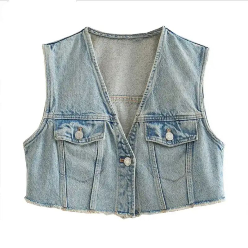 Áo khoác jeans gile croptop cá tính 2hand