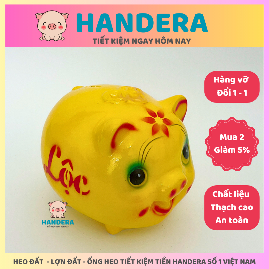 Heo đất lợn đất ống heo tiết kiệm tiền HANDERA size nhỏ 2 chất liệu thạch cao không ẩm mốc HD24