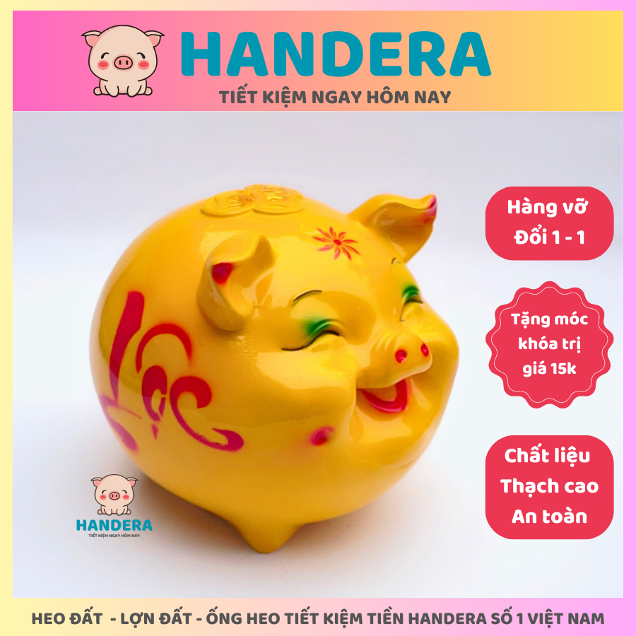 Heo đất lợn đất ống heo tiết kiệm tiền HANDERA híp hàn quốc size to chất liệu thạch cao không ẩm mốc HD26