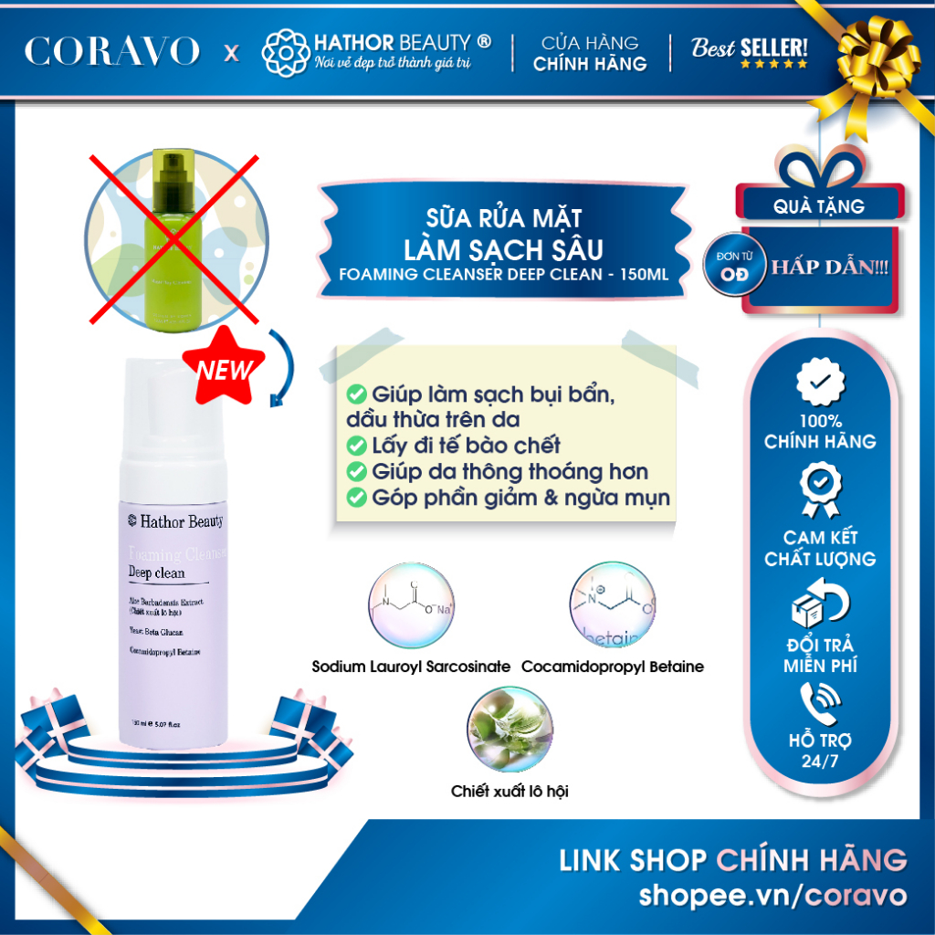 Sữa rửa mặt Masterfay Làm sạch sâu Foaming Cleanser Hathor Beauty (Kim Thiên Hoa) - Coravo