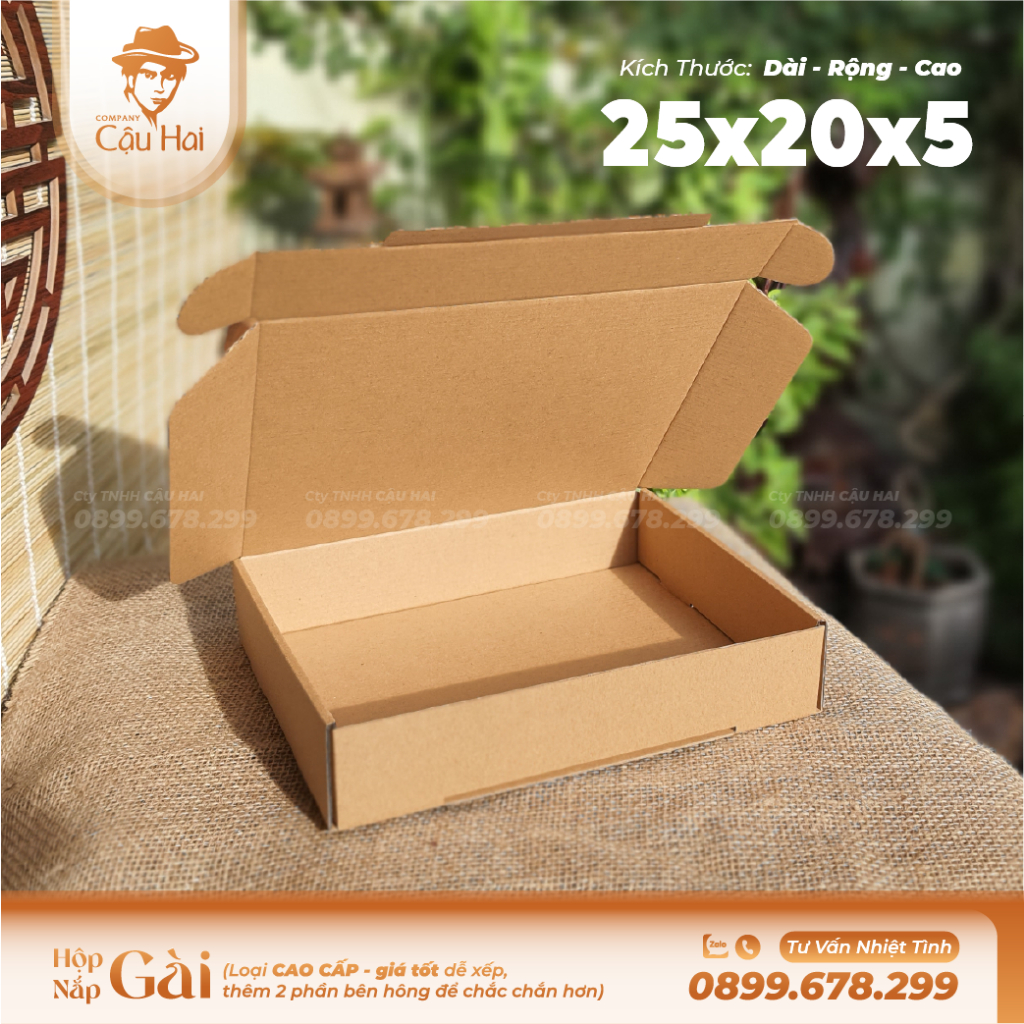 Set 20 hộp carton nắp GÀI 25x20x5