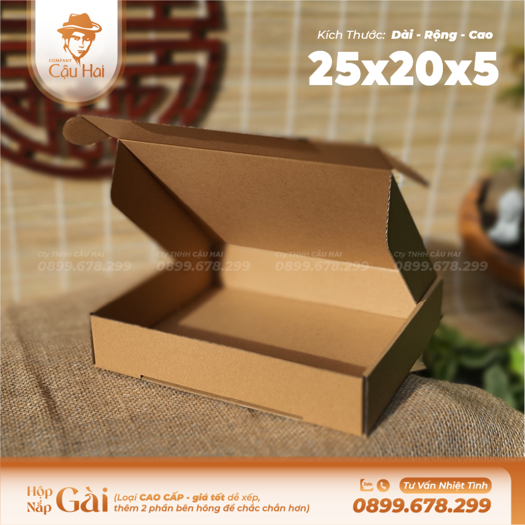 Set 20 hộp carton nắp GÀI 25x20x5