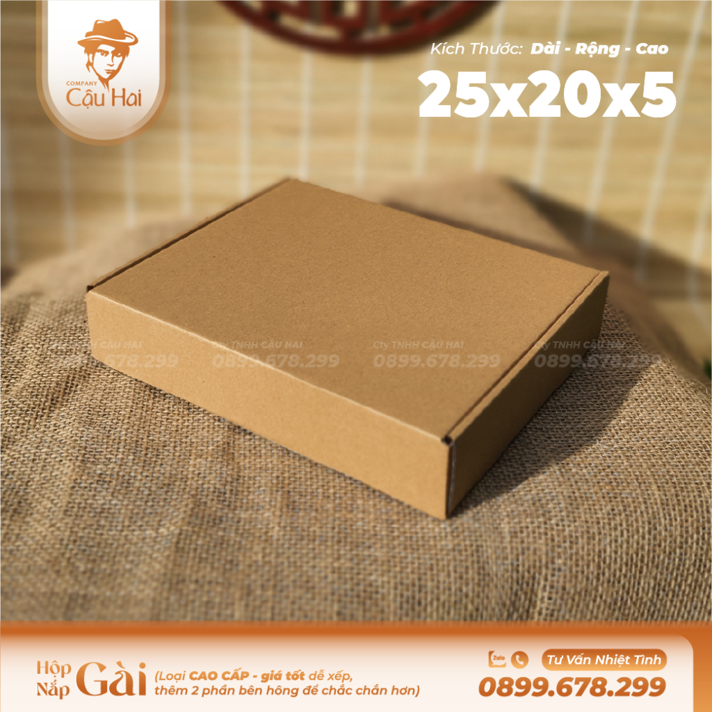 Set 50 hộp carton nắp GÀI 25x20x5