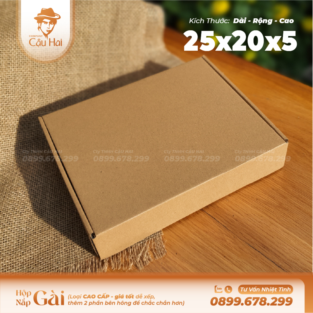 Set 50 hộp carton nắp GÀI 25x20x5