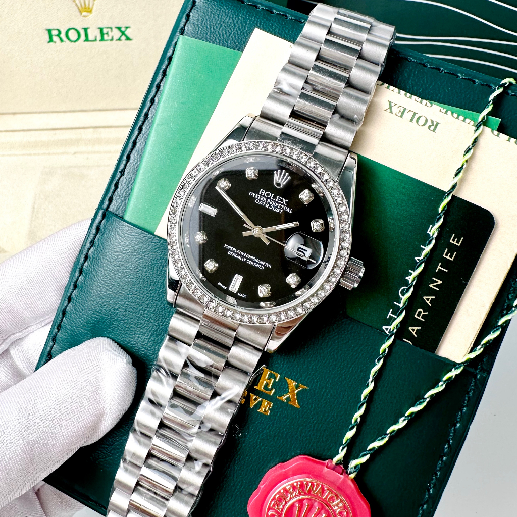 Đồng hồ Rolex nam viền đính đá siêu sáng, size mặt 38mm dây thép đúc nguyên khối chống gỉ sét, cực kì đầm chắc tay
