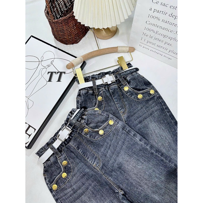 Quần bò xuống khuy đồng cao cấp cho bé gái