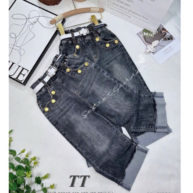 Quần bò xuống khuy đồng cao cấp cho bé gái